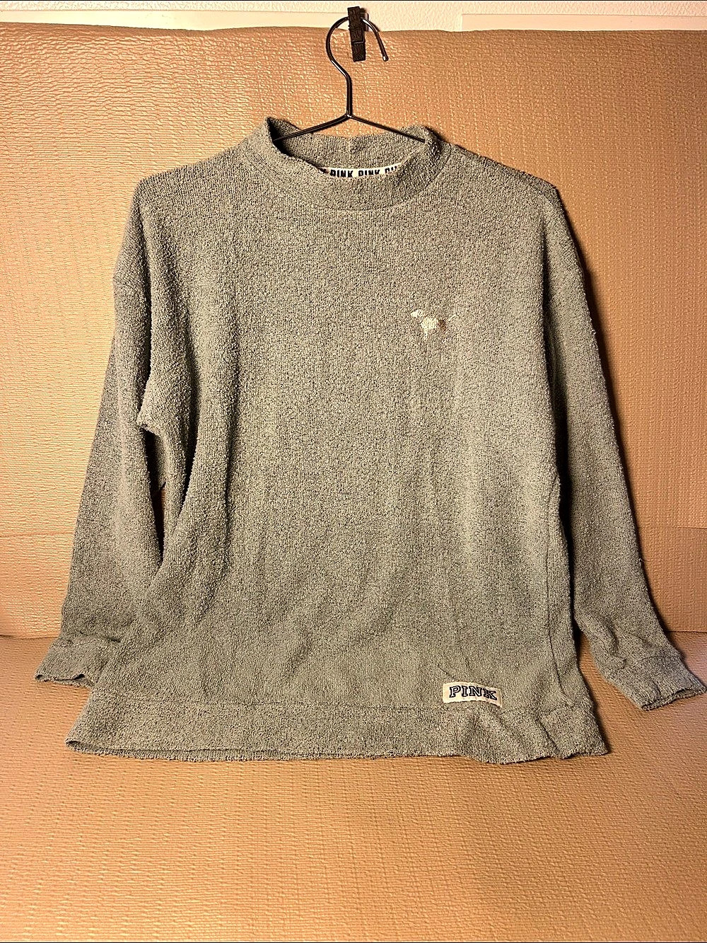 PINK Gray Long Sleeve Pullover XS